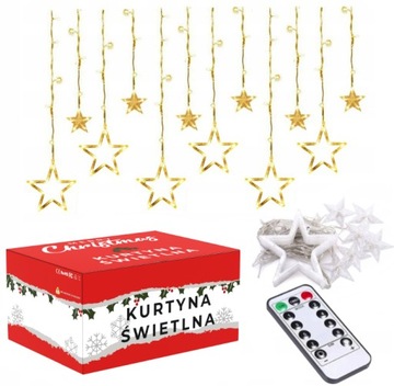 KURTYNA LED GWIAZDY WISZĄCE GIRLANDA XXXL + PILOT