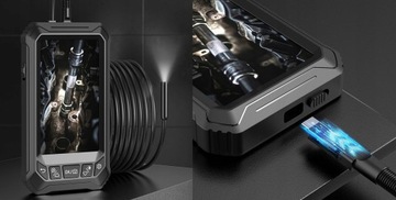 ИНСПЕКЦИОННАЯ КАМЕРА Трубный эндоскоп 4 насадки 1080P FULL HD 5-дюймовый IPS-ЭКРАН