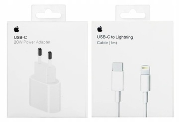 ОРИГИНАЛЬНОЕ ЗАРЯДНОЕ УСТРОЙСТВО Apple для iPhone Fast USB-C 20 Вт + КАБЕЛЬ 1 М Белый