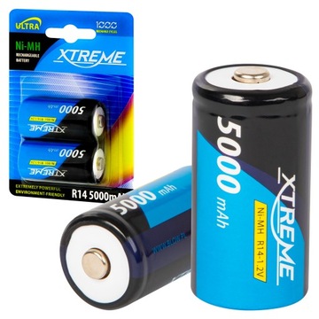 AKUMULATORKI 2 SZT Ni-MH R14 1.2V 5000mAh XTREME