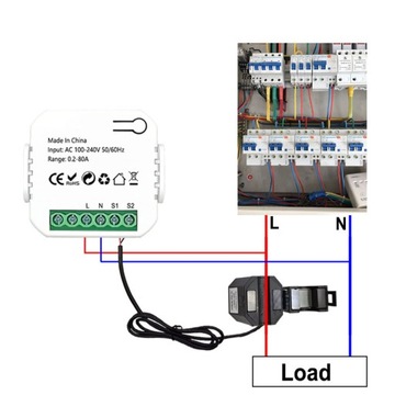 СЧЕТЧИК МОНИТОР Tuya WiFi 80А