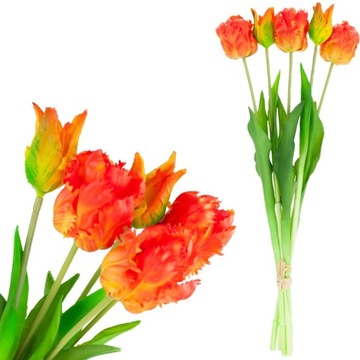 TULIPANY BUKIET PAPUZIE SZTUCZNE GUMOWANE 5SZT