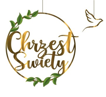 CHRZEST Święty baner girlanda L2 KOŁO dekoracje z listkami