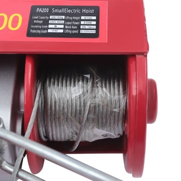 WYCIĄGARKA ELEKTRYCZNA LINOWA PRZESUWNA 230V Z pilotem 440 lbs 200kg