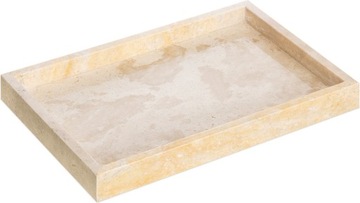DEKORACYJNA BEŻOWA TACA Z KAMIENIA NA AKCESORIA ŁAZIENKOWE 30cm x 20cm