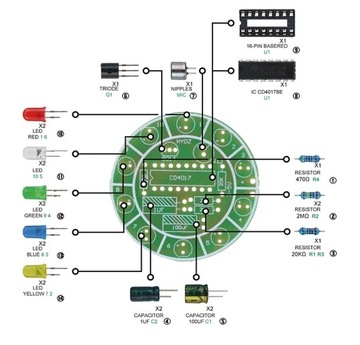 10 красочных светодиодов с голосовым управлением для обучения пайке