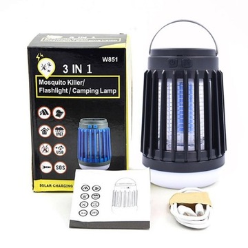 SOLARNA LAMPA OWADOBÓJCZA UV NA KOMARY OWADY MUCHY OSY Z OŚWIETLENIEM