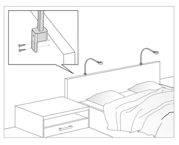 Комплект ночников FLEXI LED для кровати в спальне.