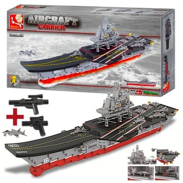 Klocki Lotniskowiec USS ENTERPRISE Statek MEGA DUŻY Wojsko 1058el+LEGO BROŃ