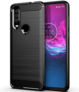 ETUI PANCERNE CARBON DO MOTOROLA ONE ACTION +SZKŁO