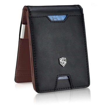 Мужской тонкий кожаный кошелек STEVENS 1,5 см, подарок с RFID-меткой для маленьких карт, Q2