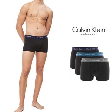 CALVIN KLEIN BOKSERKI MĘSKIE COTTON CZARNE ORYGINALNE 3PACK ZESTAW ROZM.M