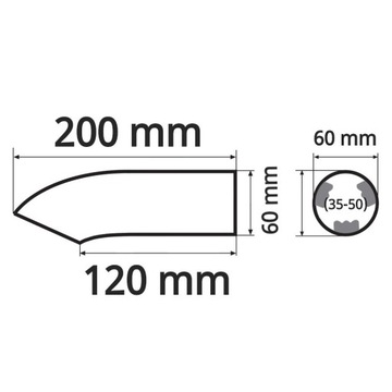 НАКОНЕЧНИК ГЛУШИТЕЛЯ, ИЗОГНУТЫЙ 60ММ