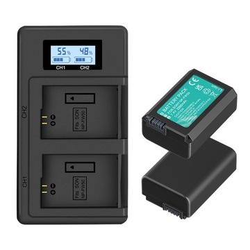 2 szt. 2250 mAh NPFW50 NP-FW50 NP FW50 Bateria do aparatu z ładowarką
