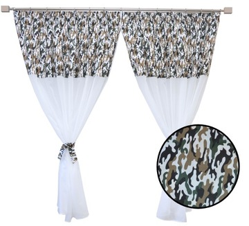 Firanka dziecięca dla chłopca czołg militaria wojsko MORO zielone 400x160