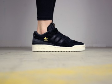 buty damskie Adidas Forum Low SKÓRA sneakersy CZARNE trampki skórzane