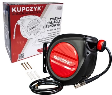 WĄŻ PNEUMATYCZNY ZWIJANY ZWIJADŁO PVC 10 mb ŚREDNICA WĘŻA 8x12 Kupczyk CE