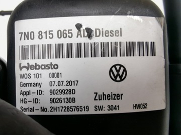 Webasto Thermo Top VEVO VW Sharan 7N 7N0815065AD