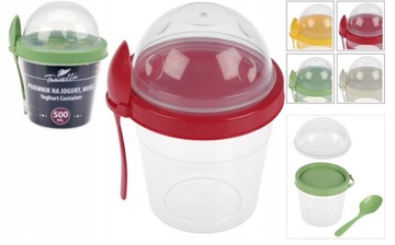 POJEMNIK NA ŻYWNOŚĆ JOGURT MUSLI Z ŁYŻECZKĄ 500ML