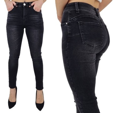 DAMSKIE SPODNIE JEANSOWE DOPASOWANE PUSH-UP Black