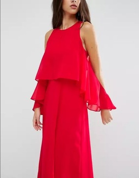 ASOS — красное платье макси с открытыми плечами — 40