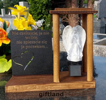 Znicz kapliczka latarenka solarna ANIOŁ grawer ZNICZ NA DZIEŃ BABCI DZIADKA