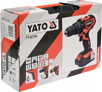 АККУМУЛЯТОРНАЯ ДРЕЛЬ-ДРЕЛЬ YATO 18 В 2,0 Ач