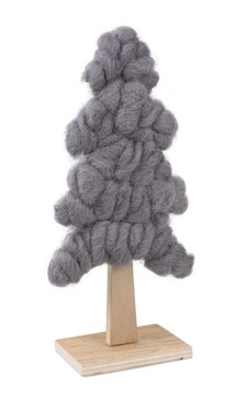 FIGURKA DREWNIANA CHOINKA Z WEŁNĄ 11x6x22 cm