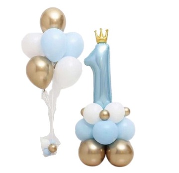 ZESTAW NA ROCZEK niebieska cyfra 1 + balony gumowe