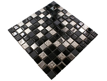 MOZAIKA SZKLANA czarna srebrna BLACK DIAMOND