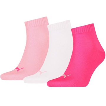 Skarpety Puma Unisex Quarter Plain 3P różowe, białe R. 39-42