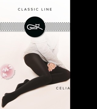 GATTA Celia damskie rajstopy bawełniane ciepłe czarne nero 5-XL