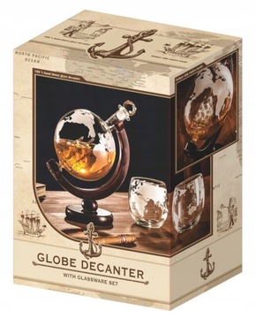 ZESTAW DO WHISKY KARAFKA GLOBUS BAREK + SZKLANKI