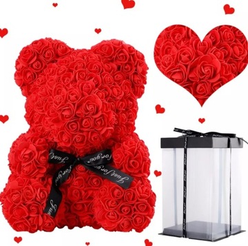 БОЛЬШОЙ МЕДВЕДЬ С РОЗАМИ ПОДАРОЧНАЯ КОРОБКА НА ДЕНЬ СВЯТОГО ВАЛЕНТИНА