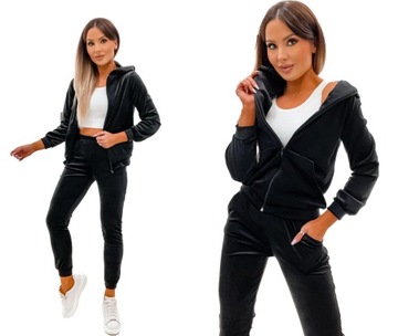 WELUROWY KOMPLET DRESOWY SPODNIE BLUZA ROZPINANA L