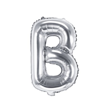 Balon foliowy litera B, srebrny, 35 cm