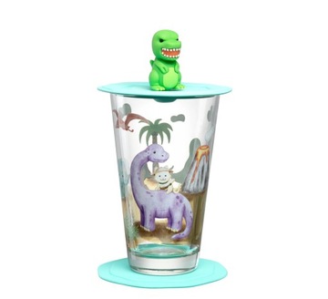 Szklanka Bambini 300ml dino akcesoria 2w1 niekapek