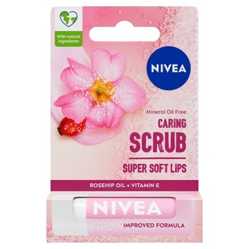 NIVEA Peeling do ust w pomadce - pielęgnujący nawilżający - dzika róża 4,8g