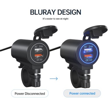 Зарядное устройство для мотоцикла с двумя USB-портами, водонепроницаемое.