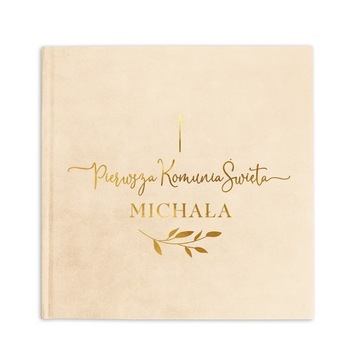 KSIĘGA ALBUM welurowa okładka ze złoconym napisem Komunia Święta