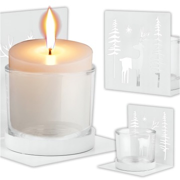 LAMPION LATARNIA RENIFER PODSTAWKA DOMEK NA ŚWIECE LED BIAŁA LOFT METAL