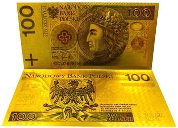 100 PLN WŁADYSŁAW II JAGIEŁŁO Красивая уникальная позолоченная банкнота из ПВХ