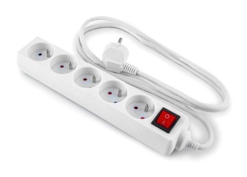 Listwa Zasilająca 5xAC Wyłącznik 3m - Ineox LZW5-3