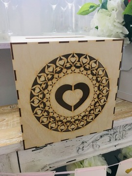 PUDEŁKO NA KOPERTY DREWNIANE DIY 25x25x25cm Wz7