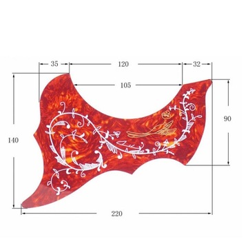 Pickguard do gitary akustycznej, zapobiegający wymianie, w kształcie ptaka, czerwony