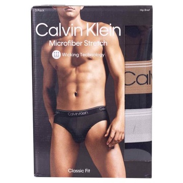 CALVIN KLEIN MAJTKI MĘSKIE SLIPY HIP BRIEF 3PK CZARNE r.M