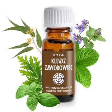 MIX olejków do odstraszania KLESZCZY naturalny eteryczny 10ml Etja