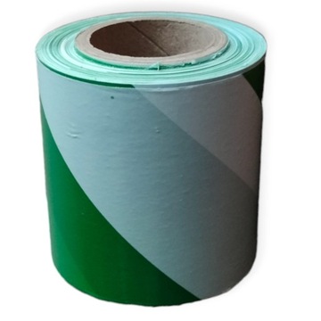 ЛЕНТА ПРЕДУПРЕЖДАЮЩАЯ 70мм/100м бело-зеленая 7см для ограждения котлованов