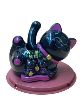 SOLARNY Japoński Kot Maneki-Neko Chiński Szczęścia 11cmx8cm Czerń