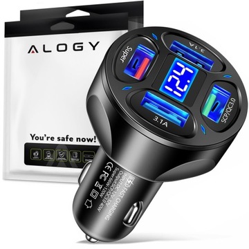 Автомобильное зарядное устройство 4x USB QC 3.0 66 Вт, быстрое и мощное, для автомобильного телефона